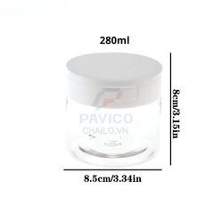 Hũ nhựa đựng toner pad thân trong suốt nắp vặn trắng 150ml 280ml