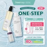 Freemay Bộ Sản Phẩm 3 Món Làm Sạch, Nước Hoa Hồng và Tinh Chất Thu Nhỏ Lỗ Chân Lông (Dầu tẩy trang, Toner, Serum)