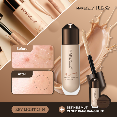 Kem nền Hàn Quốc Makeheal 1.P.L Foundaiser Foundation 28g - Tặng mút Cloud Pang Pang Puff
