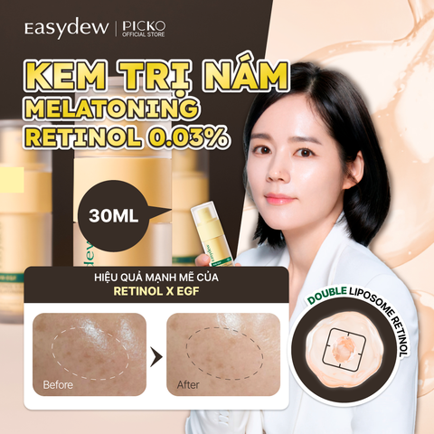 Tinh Chất Dưỡng Trắng, Cải Thiện Nếp Nhăn Easydew DW-EGF Retinol 0.03% Melatoning Cream (Basic) 30ML