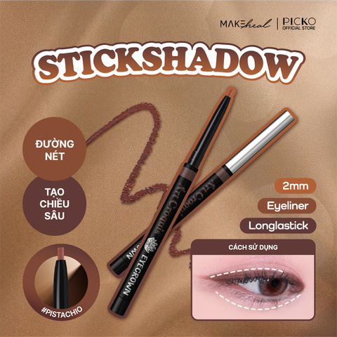 Bút kẻ mắt dạng chì màu nâu MAKEHEAL EYECROWN ARTCROQUIS STICKSHADOW LONGLASTICK