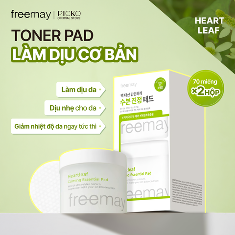 Combo 2 Hộp Toner Pad Freemay Heartleaf Calming Essential Pad - 70 Miếng * 2 Hộp