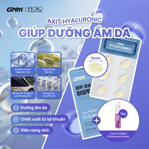 Viên uống cấp nước, cải thiện đàn hồi da GNM Hyaluronic Acid hộp 30 viên