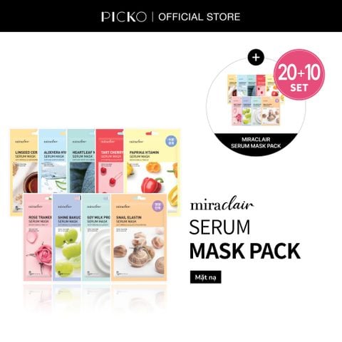 Mua 20 tặng 10 - Combo Mix 20 Gói Mặt nạ dưỡng da thuần chay MIRACLAIR serum mask 23G