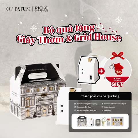 Optatum Set Quà Tặng Giấy Thơm Phiên Bản Giáng Sinh Optatum Paper Incense & Grid House Gift Set