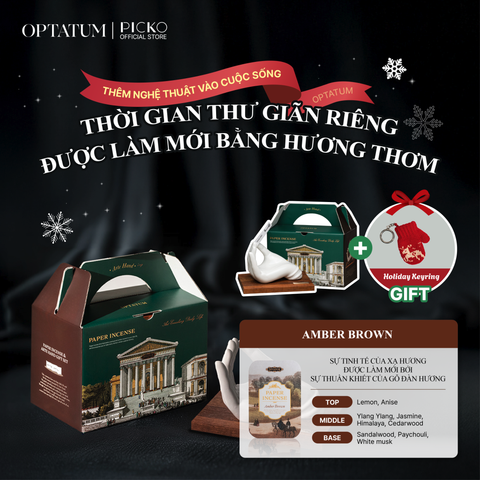 Optatum Set Giấy Thơm Và Giá Đỡ Bàn Tay Phiên Bản Giáng Sinh Optatum Paper Incense Gift Set