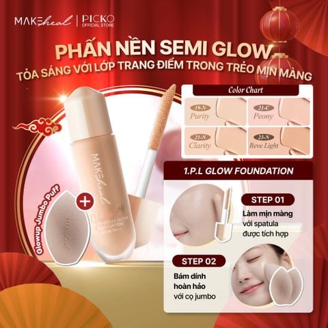 Kem nền Makeheal 1.P.L Ampoule Glow Foundation - Tặng mút Glow Up Jumbo Puff