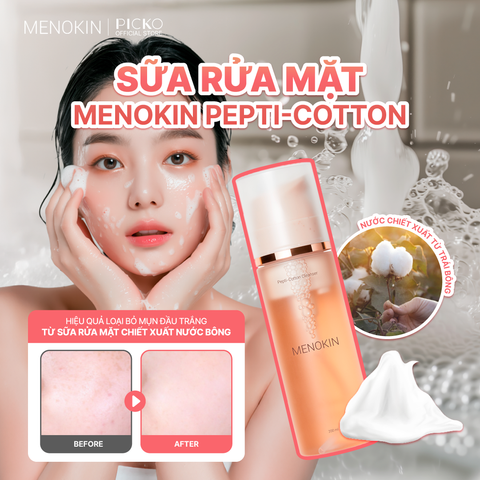 Sữa rửa mặt dạng bọt Menokin Pepti-Cotton Cleanser 200ml