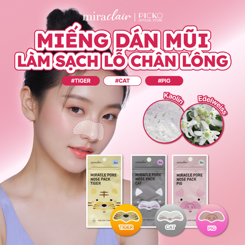 Miếng lột mụn mũi MIRACLAIR Pore Nose Pack 3EA