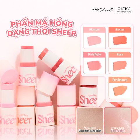 Phấn má hồng dạng thỏi MAKEHEAL Sheer Stick blusher sheer 6g