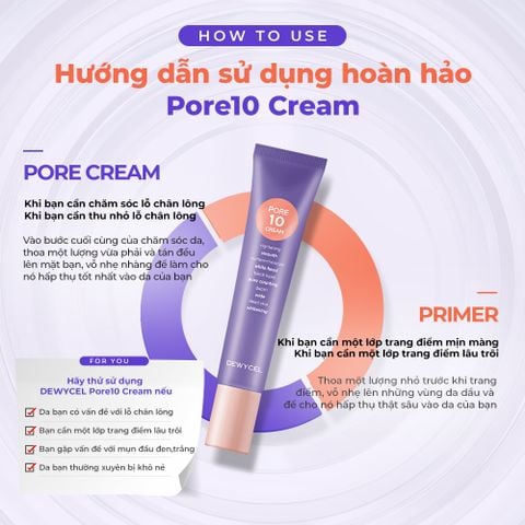 Kem giảm mụn đầu đen - đầu trắng - se khít lỗ chân lông - cấp ẩm Dewycel Pore10 Cream 40ml