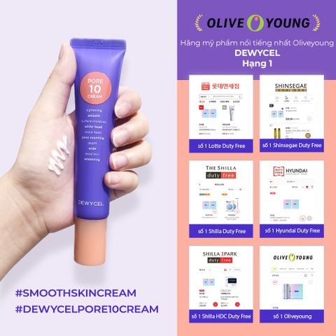 Kem giảm mụn đầu đen - đầu trắng - se khít lỗ chân lông - cấp ẩm Dewycel Pore10 Cream 40ml