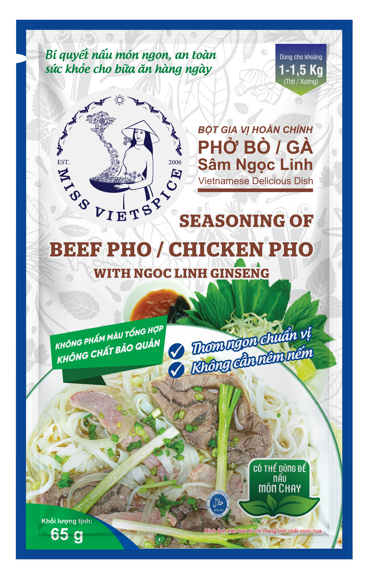  Gói gia vị hoàn chỉnh nấu Phở bò/Phở gà sâm Ngọc Linh 