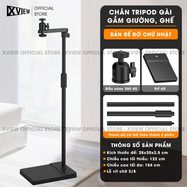 Chân gài gầm giường và gầm ghế - Chân giá đỡ hỗ trợ nhiều loại máy chiếu khác nhau, điều chỉnh xoay 360 độ dễ dàng, điều chỉnh độ cao 122-154 cm, chất liệu thép Carbon cao cấp chịu lực lên đến 5kg