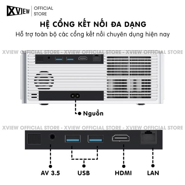 Xview Xcine4 Pro2 - Máy chiếu mini tích hợp Android TV, độ sáng lên đến 900 ansi lumens, phân giải thực chuẩn Full HD 1080p, sử dụng công nghệ quang học mới nhất hạn chế 98% mờ viền, hỗ trợ Auto focus và Autokeystone