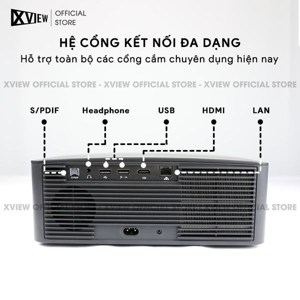 Xview XF200 Ultra - Máy chiếu LED LCD sáng nhất hiện nay, độ sáng lên đến 1.800 ansi, phân giải thực chuẩn Full HD 1080p, hỗ trợ hệ điều hành Android TV mượt mà và chân giá truyền động điện tử thông minh