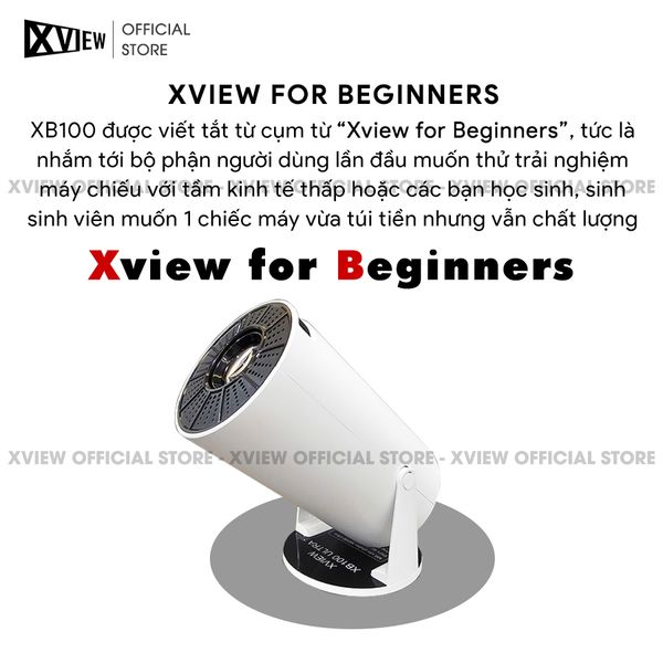 Xview XB100 Ultra - Máy chiếu mini giá rẻ tích hợp Hệ điều hành Android, độ sáng 250 ansi lumens, độ phân giải HD720p, hỗ trợ đầu vào 4K UHD và chỉnh nghiêng tự động theo chiều dọc