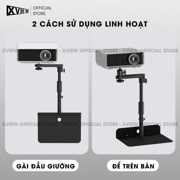 Chân gài đầu giường và để bàn - Chân giá đỡ hỗ trợ nhiều loại máy chiếu khác nhau, điều chỉnh xoay 360 độ dễ dàng, điều chỉnh độ cao 24-40 cm, chất liệu thép Carbon cao cấp chịu lực lên đến 5kg