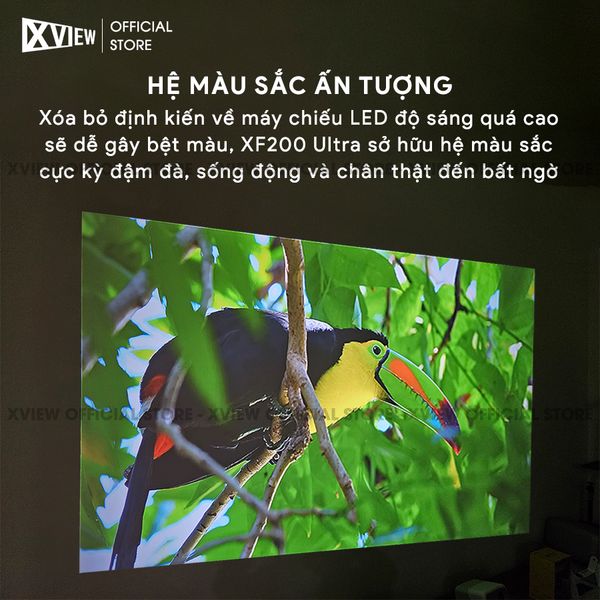 Xview XF200 Ultra - Máy chiếu LED LCD sáng nhất hiện nay, độ sáng lên đến 1.800 ansi, phân giải thực chuẩn Full HD 1080p, hỗ trợ hệ điều hành Android TV mượt mà và chân giá truyền động điện tử thông minh