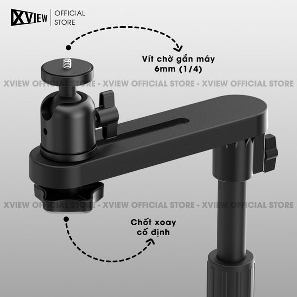 Chân gài đầu giường và để bàn - Chân giá đỡ hỗ trợ nhiều loại máy chiếu khác nhau, điều chỉnh xoay 360 độ dễ dàng, điều chỉnh độ cao 24-40 cm, chất liệu thép Carbon cao cấp chịu lực lên đến 5kg