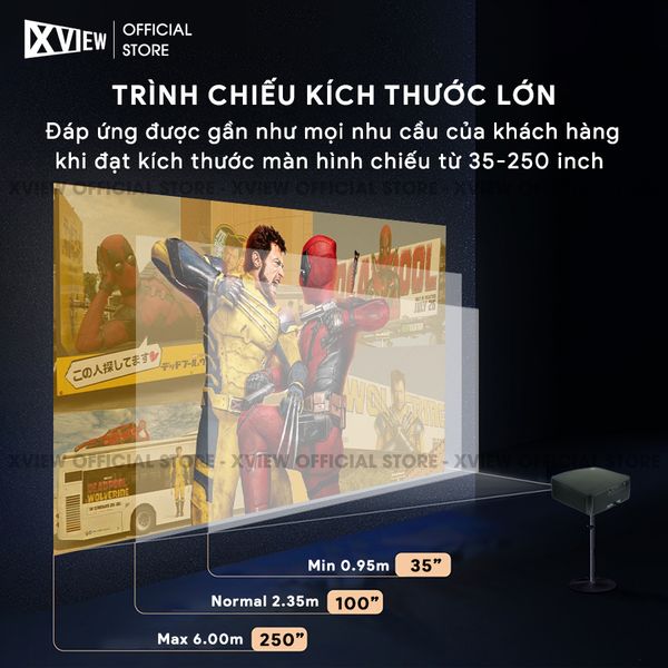 Xview XF200 Ultra - Máy chiếu LED LCD sáng nhất hiện nay, độ sáng lên đến 1.800 ansi, phân giải thực chuẩn Full HD 1080p, hỗ trợ hệ điều hành Android TV mượt mà và chân giá truyền động điện tử thông minh