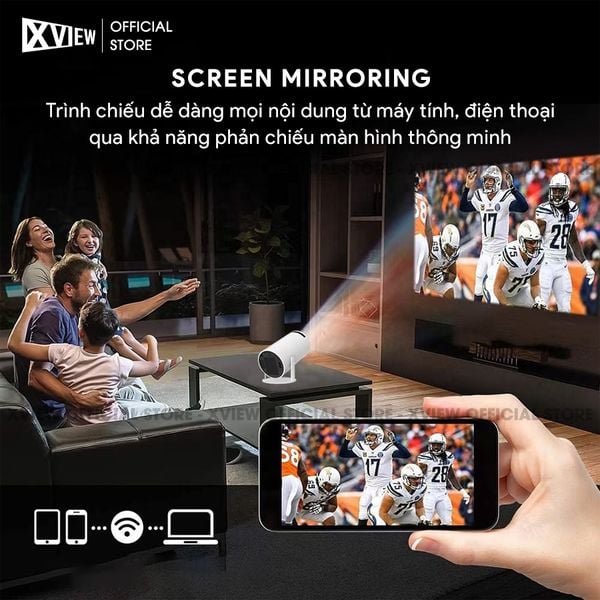 Xview XB100 Ultra - Máy chiếu mini giá rẻ tích hợp Hệ điều hành Android, độ sáng 250 ansi lumens, độ phân giải HD720p, hỗ trợ đầu vào 4K UHD và chỉnh nghiêng tự động theo chiều dọc