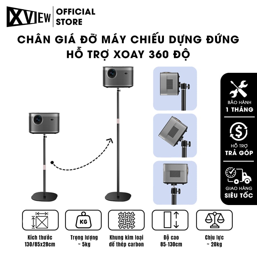 Chân máy chiếu dựng đứng xoay 360 độ - Loại xịn, chất liệu thép Carbon cao cấp, thay đổi linh hoạt độ cap 85 - 130 cm, trự đứng vững chắc và chịu lực lên tới 20kg
