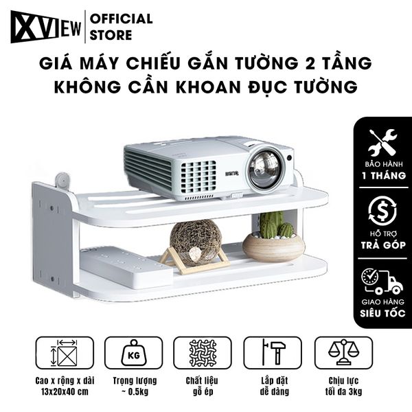 Giá đỡ máy chiếu 2 tầng gắn tường - Dễ dàng lắp đặt, không cần khoan đục, chất liệu gỗ chắc chắn, độ thẩm mỹ cao