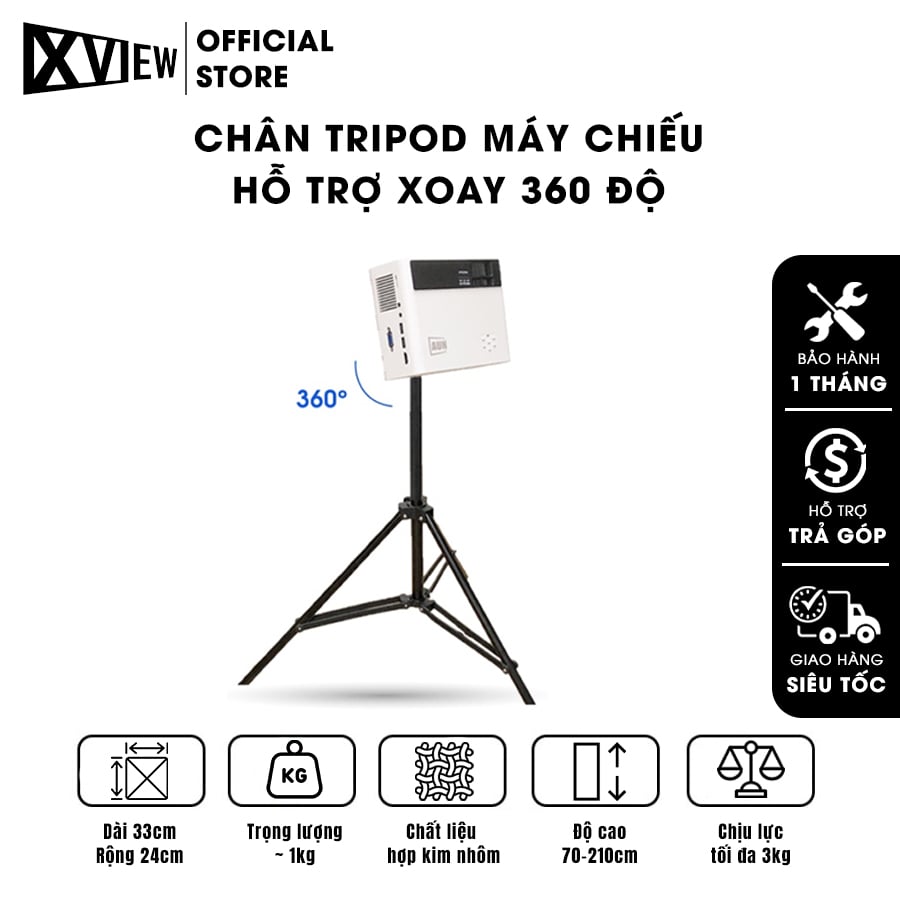 Tripod xoay 360 đỡ máy chiếu - Độ dài tối đa lên tới 2.1 m, hỗ trợ cho đa dạng các loại máy chiếu, máy ảnh, điện thoại