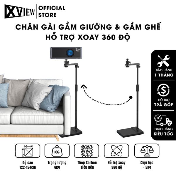 Chân gài gầm giường và gầm ghế - Chân giá đỡ hỗ trợ nhiều loại máy chiếu khác nhau, điều chỉnh xoay 360 độ dễ dàng, điều chỉnh độ cao 122-154 cm, chất liệu thép Carbon cao cấp chịu lực lên đến 5kg