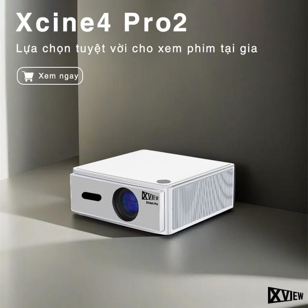 Xview Xcine4 Pro2 - Máy chiếu mini tích hợp Android TV, độ sáng lên đến 900 ansi lumens, phân giải thực chuẩn Full HD 1080p, sử dụng công nghệ quang học mới nhất hạn chế 98% mờ viền, hỗ trợ Auto focus và Autokeystone
