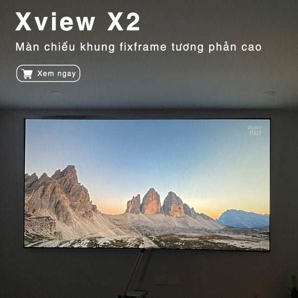 Màn chiếu Xview X2 khung fixframe tương phản cao, góc nhìn 180 độ, loại cao cấp, cho chất lượng hình ảnh đẹp, sắc nét, hỗ trợ 9 kích thước