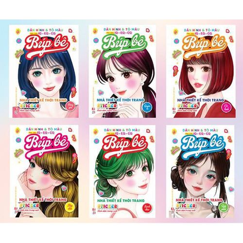 Combo 6 quyển: Dán Hình & Tô Màu Búp Bê - Nhà Thiết Kế Thời Trang - Quyến rũ - Sticker Trong Suốt - t.hờ