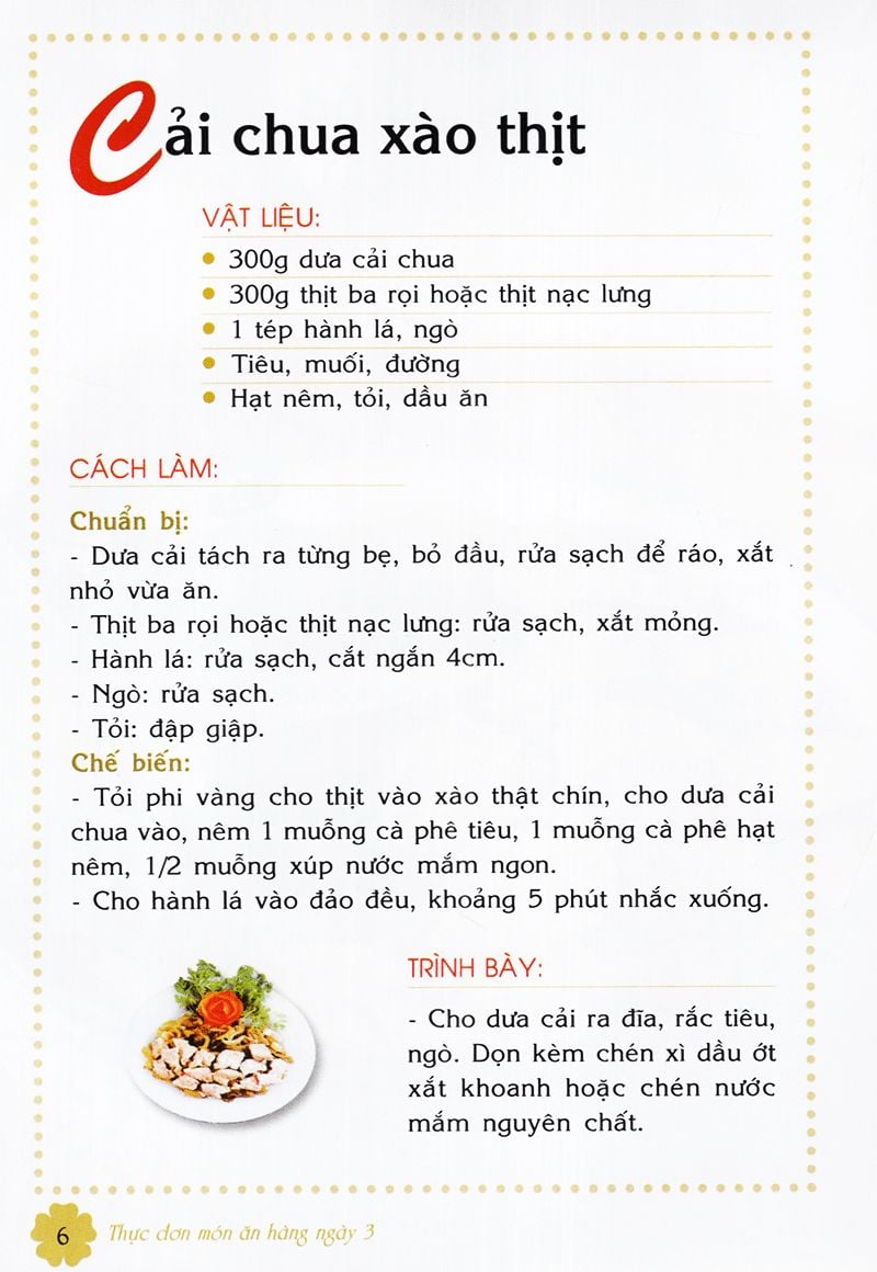  Thực Đơn Món Ăn Hàng Ngày 3 