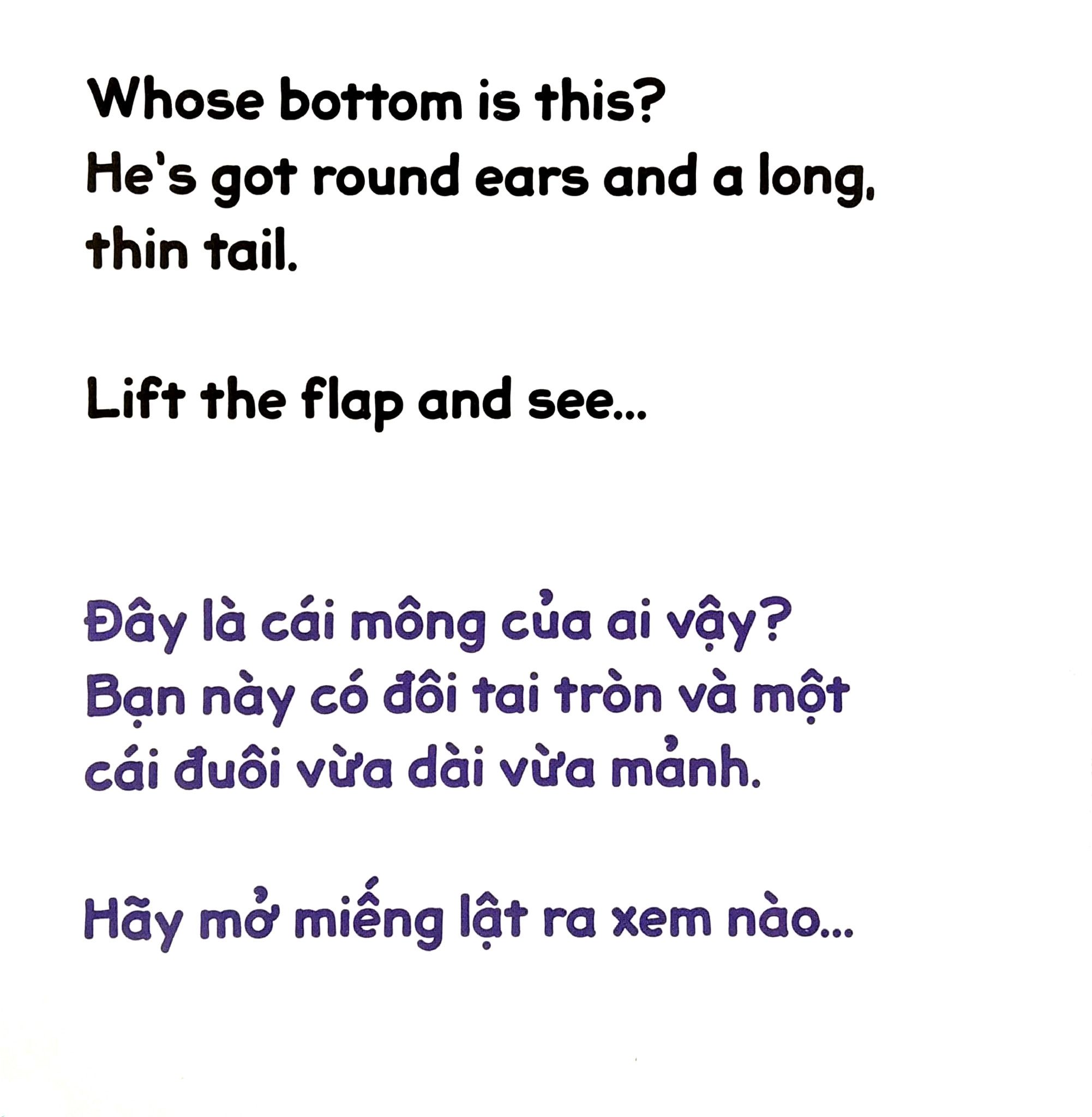  Sách Lật Tương Tác Song Ngữ 0-3 Tuổi - Mông Ai Đây? 