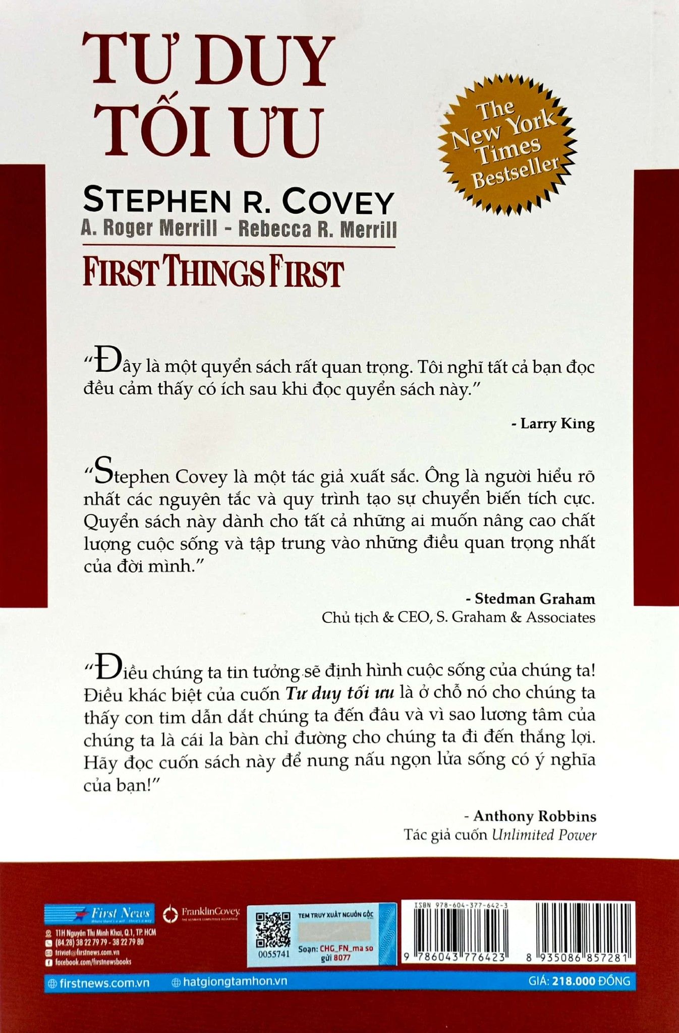  Tư Duy Tối Ưu - First Things First (Bìa Mềm) 