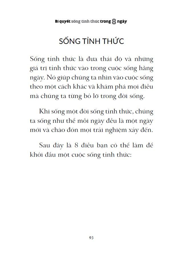  Bí Quyết Sống Tỉnh Thức Trong 8 Ngày 