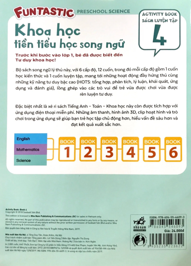  Khoa Học Tiền Tiểu Học Song Ngữ - Sách Luyện Tập 4 