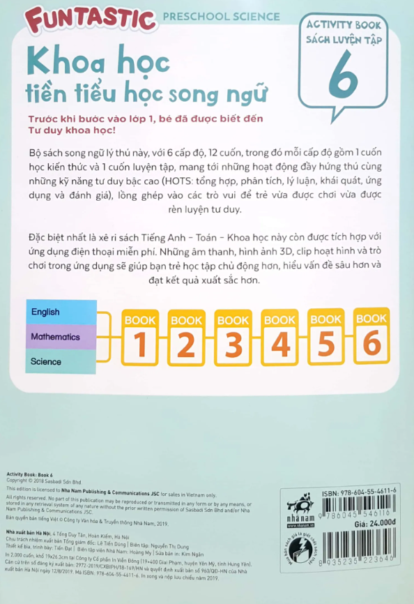  Khoa Học Tiền Tiểu Học Song Ngữ - Sách Luyện Tập 6 