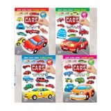  Combo 4 quyển - Sticker Bóc Dán Hình Thông Minh - Các hãng xe trên thế giới 