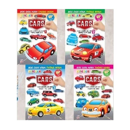 Combo 4 quyển - Sticker Bóc Dán Hình Thông Minh - Các hãng xe trên thế giới - Minh Thông