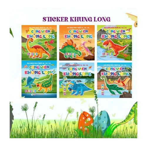 Combo 6 quyển: Công Viên Khủng Long - dán hình phát triển IQ - EQ - CQ (Sách thiếu nhi- Dán hình) - Khủng Long Q