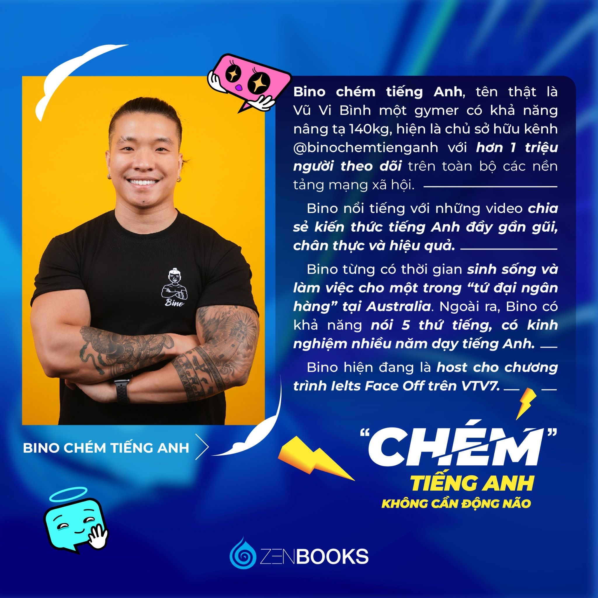  Chém Tiếng Anh Không Cần Động Não - Tác giả: Vũ Vi Bình (Bino Chém Tiếng Anh) 