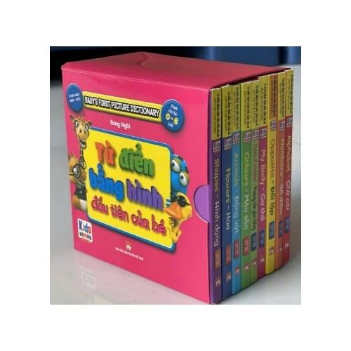 Bộ hộp Baby'first - Từ điển bằng hình đầu tiên của bé - Trọn bộ 9 cuốn (hồng) - Chính Thông