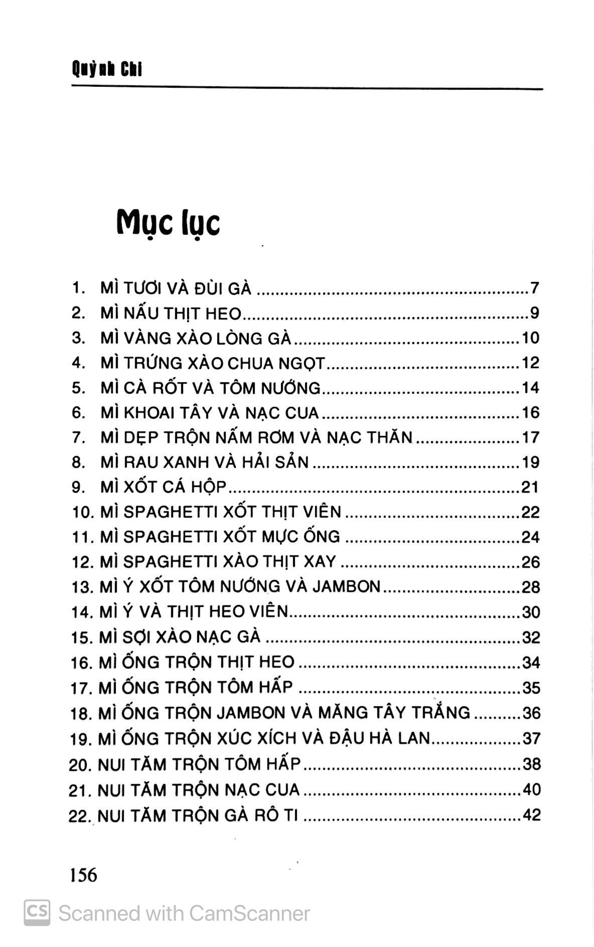  Thực Đơn Một Món 