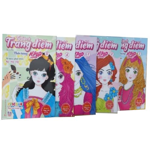 Combo 5 quyển: Trang điểm Thần tượng K-Pop - Tô màu PT IQ-EQ-CQ - Sticker trong suốt ( Sách thiếu nhi- Tô màu dán hình) - Chính Thông