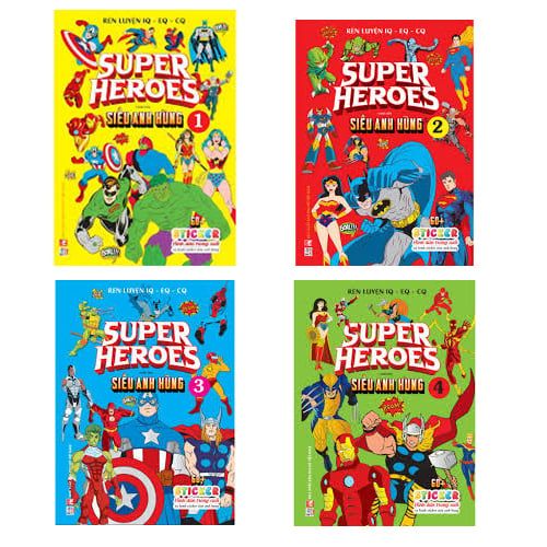 Combo 4 quyển: Supper Heroes - Siêu anh hùng - sticker trong suốt ( Sách thiếu nhi Dán hình ) - Chính An