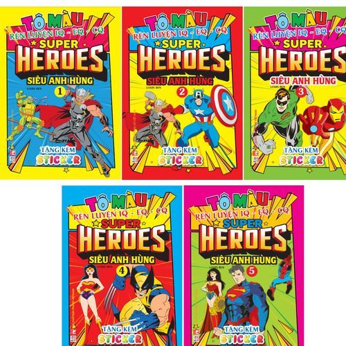  Combo 5 quyển - Tô màu - Supper heroes siêu anh hùng 