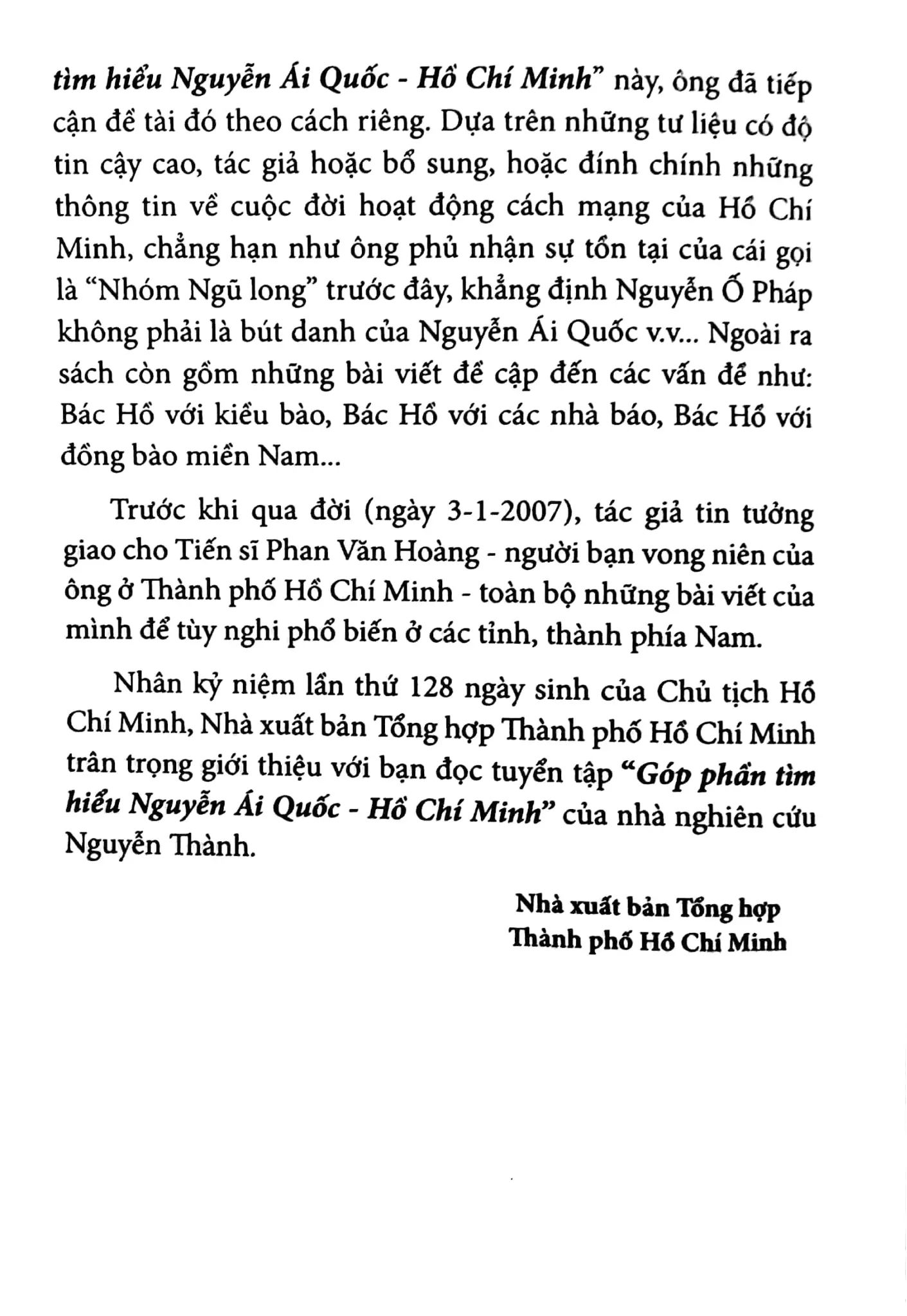  Góp Phần Tìm Hiểu Nguyễn Ái Quốc Hồ Chí Minh 
