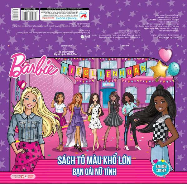 BarBie Sách Tô Màu Khổ Lớn - Bạn Gái Nữ Tính - Bao Gồm Sticker - Tô Tân